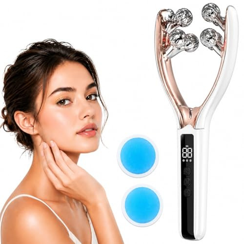 GOIATECH Red Light Facial Massager with Cooling Therapy – 3D Face & Neck Roller for Lifting, Sculpting & Skin Care