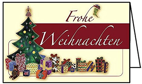 Junker Verlag Maxi Weihnachtskarte Querformat - Klappkarte groß 12x19cm 10er Pack - Motiv Weihnachtsbaum - Faltkarte 10 Stück