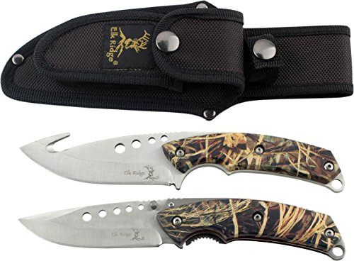 Elk Ridge ER-054CA 8.5-Inch Fixed and 5-Inch Folder Hunting Knife Set