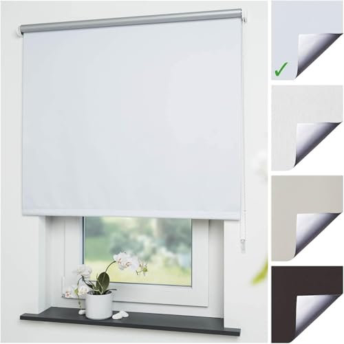 Liedeco® Rollo, Fenster Rollo, Kettenzug-Rollo / 202 x 180 cm (Breite x Höhe), weiß/Thermo-Beschichtung, Verdunkelnd, Blickdicht/Breiten 60-200 cm/Variable Montage möglich