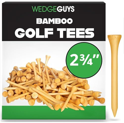 Wedge Guys Bamboo Golf Tees 2-3/4 & 3-1/4 | 100,250,500 or 1000 pcs. | Extra Durable & Stronger Than Wood Tees | Biodegradable & Less Friction | PGA Professional Approved, Golf Tees Bulk Bag