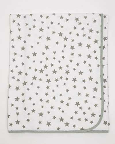 Ti TIN | weiche, saugfähige Babydecke, 80x75 cm | Krabbeldecke aus 100% Baumwolle mit doppellagigen Stoff, Babydecke fürs Auto, Wiege, Kinderwagen, Babyschale, etc, Sterne-Motiv, grau