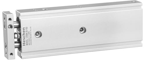 Heschen Doppelter Aluminium-Luftzylinder, CXSM 25-150, Führungsstangen-Platte, Doppelstabgeführt, Pneumatisches Gleitlager, Gepolstert, 25mm Bohrung, 150mm Hub, Doppelt Wirkend