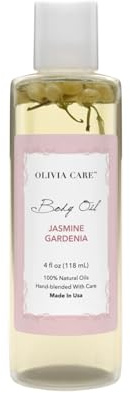 Olivia Care Jasmine Gardenia Body Oil Vegan & Natural Oil For Women | Hydrating & Moisturizing After Bath Oil - with VITAMIN E, K & Omega Fatty Acids Reduce Dry Skin - 4 OZ