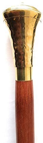 Viktorianischer Gehstock, Messinggriff mit braunem Holzstock, Vintage-Kollektion