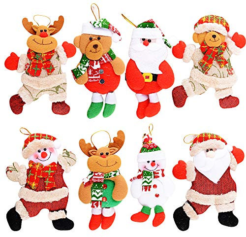 MEJOSER 8Piezas Adornos árbol Navidad Colgantes Muñecos Papá Noel Ornamentos de Navidad Decoración Fiesta Regalo Adornos Navideños Manualidades