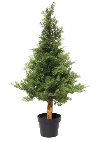 Leaf 95 cm Cedar Cypress artificiell Topiary träd UV-skyddad, grön