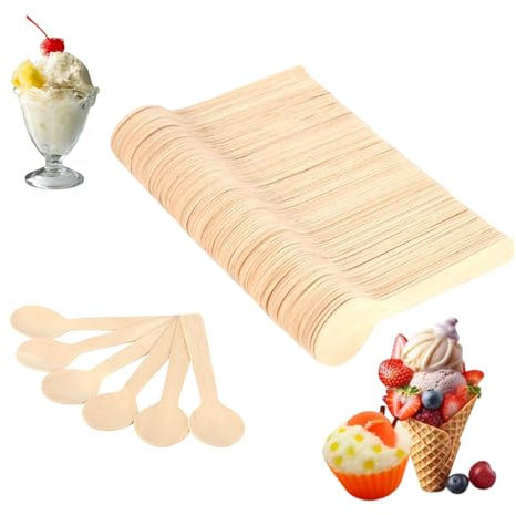 Leku Holzlöffel Klein, 100pcs 10 Cm,mini Einweg Besteck Einweggeschirr Set, Wood Eleislöffel Suppenlöff Holz, Besteck Küchenutensilien Kleine Kleine Löffel Für Familientreffen Und Picknicks