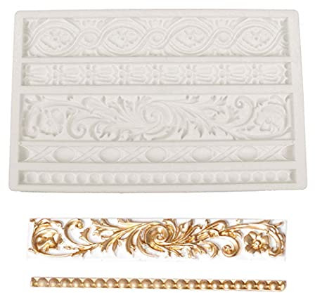 Aabellay Stampi a forma di foglia di totem in silicone per torte in stile barocco e pasta di zucchero, decorazione per cupcake e gioielli in argilla polimerica