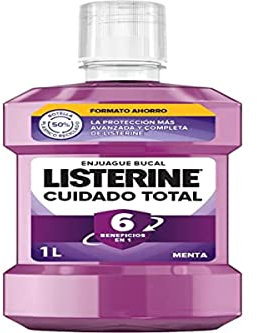 Listerine Cuidado Total (1 x 1 L), enjuague bucal formato ahorro, colutorio encías con6 beneficios en 1, elixir bucal con 12 h de protección, para unos dientes blancos