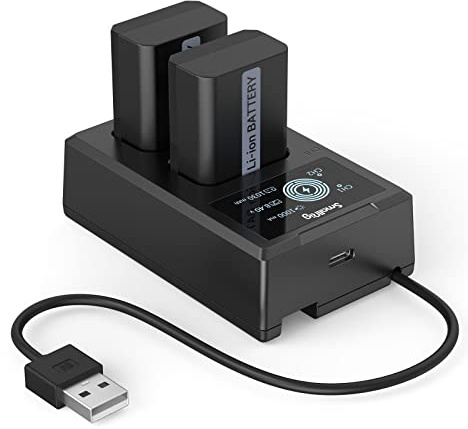 SMALLRIG Battery Akuu für Sony NP-FW50 Ersatzbatterien (2 Stück) & LCD Display Ladegerät Set, Wiederaufladbarer Akku für Sony ZV-E10, A6300, A6400, A6500, A7 II, A7R II, A7S, A7S II, A7R, RX10-3818