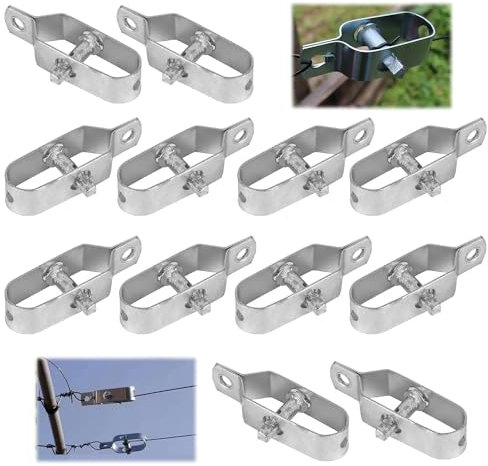 12Pcs Tendifilo per Recinzione 90 mm, Tenditore del Filo in Acciaio Zincato, Tensionatore in Rete Metallica per Filo, Tendifili Tenditore per Recinzione, Rete, Stendibiancheri