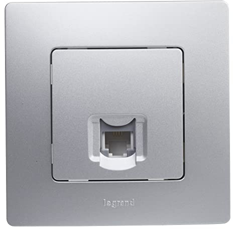 LEGRAND Presa telefonica RJ11, gamma Niloé monobloc, meccanismo completo con telaio, alluminio, 396483