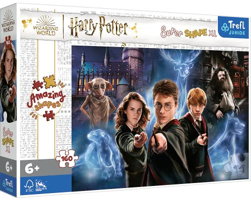 Trefl Junior - Harry Potter, Die magische Welt von Harry Potter - Puzzle 160 XL Super Shape - Verrückte Form, große Elemente, Puzzle mit Filmfiguren, Spaß für Kinder ab 6 Jahren