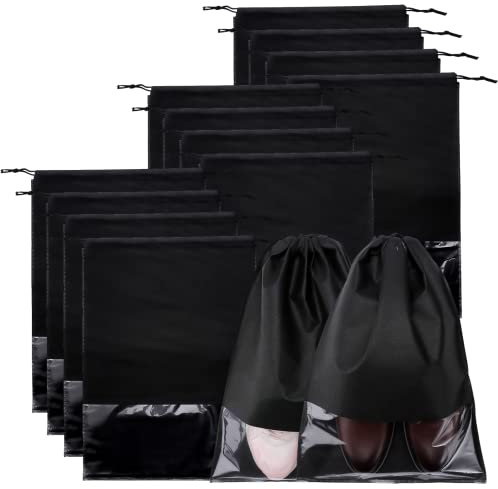 EOGRFW 20Stück Schuhbeutel Reisen,Große Staubdicht Schuhsack Wasserabweisend Schuhtasche mit Zugband und Transparentes Fenster,Schuhbeutel Shoe Bag für Schuhen Kleidung Täglichen und Reisegebrauch