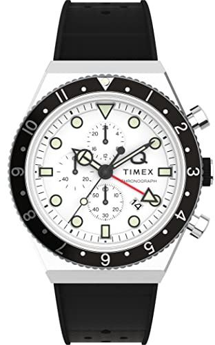 Timex Herrkronograf kvarts armbandsklocka Q GMT, Svart/vit, Sporter