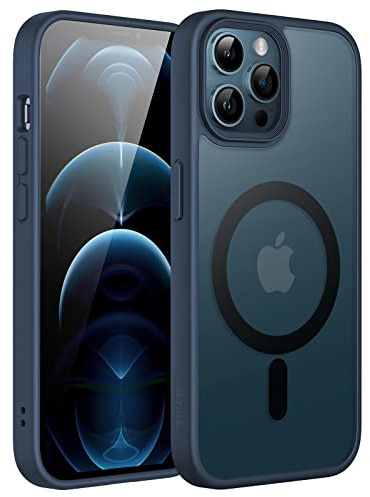 JETech Matte Magnetische Hülle für iPhone 12 Pro Max, Sturmblau | Kompatibel mit MagSafe, Matte Transluzent Rückseite, Dünn Stoßschutz