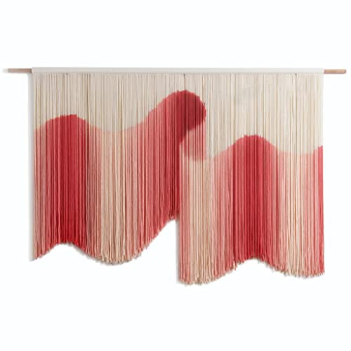 Makramee Wandbehang An der Wand befestigter Wanddekorations-Tapisserie, Reiner handgewebter gefärbter Baumwollfaden und Holzstab-Anhänger, Hauptdekoration (Size : 160x100cm/63x39.4in)