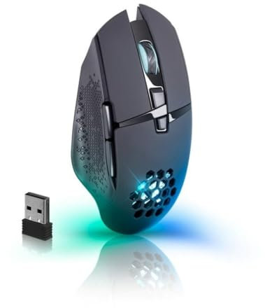 Defender Glory GM-514 Gaming Maus Kabellos - Wireless Ergonimische Gaming Maus 2 Seitentasten 3200 DPI - Lange Akkulaufzeit, RGB-Beleuchtung, 5 programmierbare Tasten, Funk Maus für PC, Laptop PC/Mac