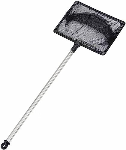 Voarge Fish Tank Net Small Net for Cleaning, Fish Net with Extendable 10.8-19.9 Inch Long Handle, Black