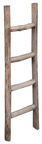 Biscottini Scaletta porta asciugamani bagno 100x7x28 - Scala Decorativa in Legno - Scala portasciugamani - Scaletta legno appendi asciugamani - Portasciugamani da parete Metallo, Bambu