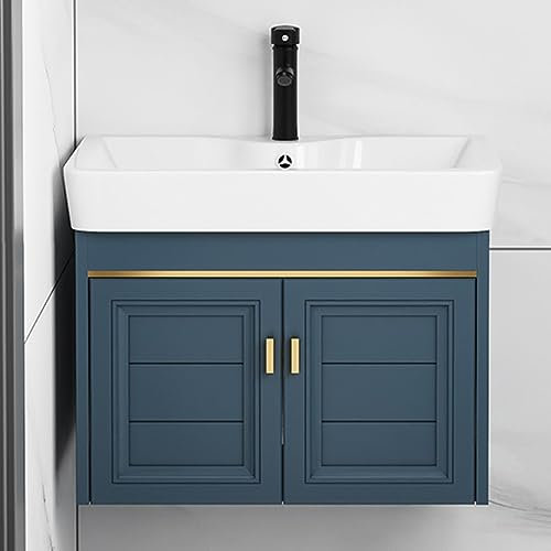 Waschbecken mit Unterschrank,Spüle mit Armatur,Keramik Waschschale Waschtisch,Spültisch Waschtischunterschrank Gäste WC Spülbecken Ausgussbecken,für Designvolle Küche Badezimmer Set Möbel (Size : 55x