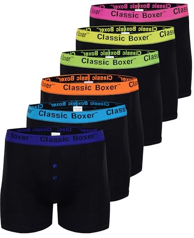 N R TEXTILES Men's Neon CLASSIC BOXER NEW IMPROVED FIT AND QUALITY Designer Button Fly Cotton Blended Underwear Shorts Pair of 6 pack/Medium