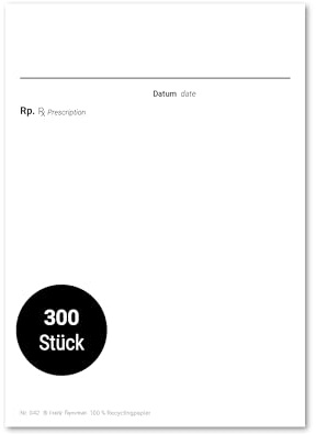 Frank Paperman®| 6x Rezeptblock Privatrezept blanko | 300 Blätter | 6 Blöcke à 50 Blätter | Privatrezepte blau für Ärzte im DIN-A6-Format | Arzt Zubehör