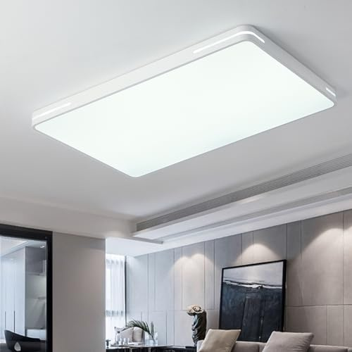 Natsen 192W LED Deckenleuchte Deckenlampe dimmbar mit Fernbedienung | warmweiß bis kaltweiß einstellbar, moderne Lampe für Wohnzimmer Schlafzimmer Büro,Rechteckig Weiß,90*60*6cm