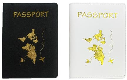Duoleimi - 2er Set Reisepasshülle mit Kofferanhänger - Kunstleder Passport Cover und Organizer für Kreditkarten, Ausweise und Reisedokumente,Pass Wallet.