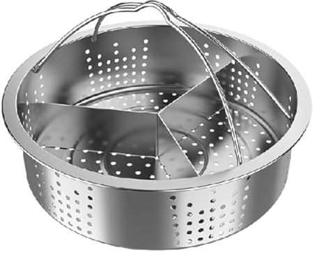 Dampfkorb, Dampftablett aus Edelstahl, Antihaftbeschichtung, Dampfgarer, Dampfgarer, Dampfgarer, dreifacher Trenner, Dampfständer mit 2 Griffen, Dampfkorb für Reis, Gemüse