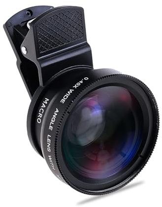 Obiettivo fotocamera telefono, obiettivo grandangolare 0,45X, obiettivo macro 15X, obiettivo cellulare clip-on per iPhone 15 14 13 Kit obiettivo, Samsung, accessori fotocamera telefono Google