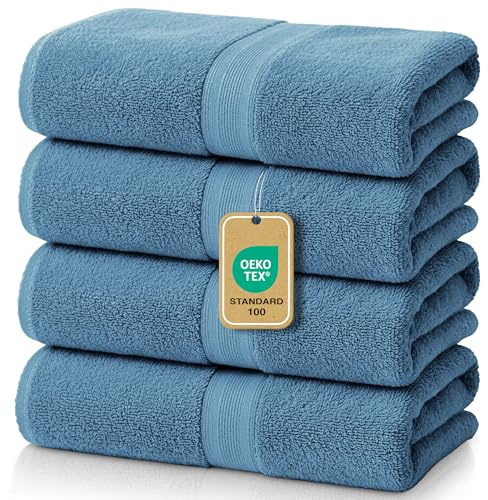 leevitex® Handtuch 4er Set aus 100% Baumwolle, weich und saugstark | 500 g/m² | 50 x 100 cm | Petrol