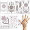 BETESSIN 10 Hojas Tatuajes Temporales Henna, Cuerpo Rojo, Mujer Marrón Resistente al Agua, Árabe para Dedos Espalda Brazo, Encaje para Boda Fotos