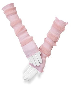 MERSADA Handschuhe ohne Finger Handstulpen Fäustlinge Damen fingerlose glänzende Handschuhe (53cm, rosa)