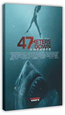 NFJUVX Filmposter 47 Meters Down, Leinwandposter, Wandkunst, Dekordruck, Gemälde für Wohnzimmer, Schlafzimmer, Dekoration, Rahmen-Stil, 40 x 60 cm, 2 Stück