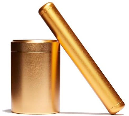 Metall Joint Case & Dose | geruchsdichte Aufbewahrung für unterwegs | EDC | Joint Tube Safe Case Box Kräuter Stash Hosentasche (Gold)
