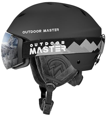 OutdoorMaster Kelvin Ski- und Snowboardhelm-Set mit PRO Skibrille | Sicherer Skihelm mit magnetischen Schnellwechselbrillen, beschlagfreie klare Sicht, individuell verstellbare Passform.
