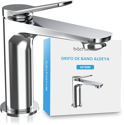 Bächlein Badarmatur Aldeya in modernem Design, Einhebelmischer mit langlebiger Keramikkartusche und Montage-Set, Bad Wasserhahn Chrom