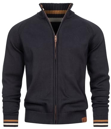 Indicode Herren INArutemia Fein-Strickjacke aus Baumwolle mit Stehkragen | Klassischer Cardigan für entspannte Casual-Looks, Feinstrickjacke, Herrenjacke, Freizeitjacke, Strickoberteil für Männer