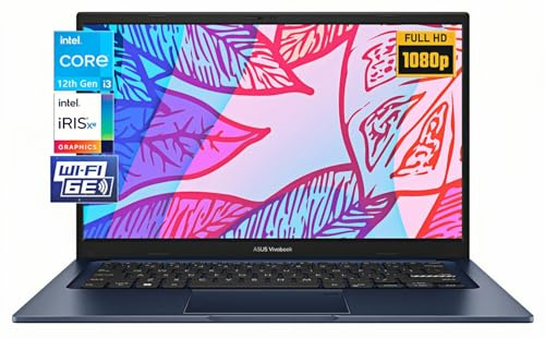 ASUS Ordinateur portable Vivobook, écran FHD 14 (1920 x 1080), 12e génération i3-1215U, 16 Go de RAM, 512 Go SSD, Wi-Fi 6, HDMI, webcam, pavé tactile, mince et léger, Windows 11 Home