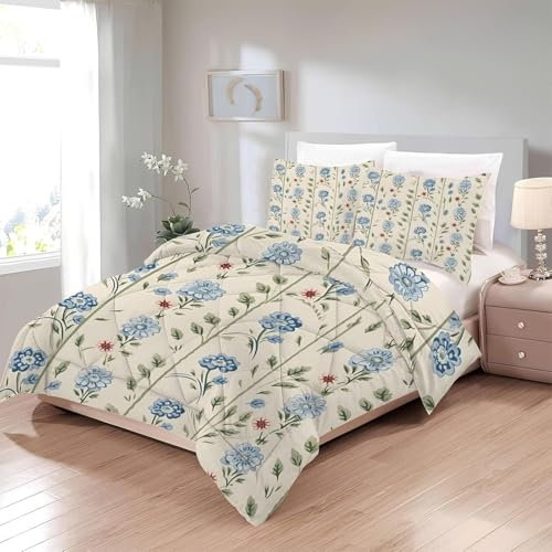 TMMDH Bettdecke 200x220 Ohne Bezug Nutzbar, Blütenblätter Bettdecken Waschbar Ganzjahresdecke Aquarell 4 Jahreszeiten Steppdecke, Bettzeug Microfaser mit 2 Kissenbezug für Sommer Winter Doppelbett