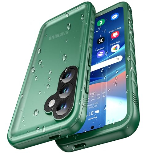 Cozycase Top 360 Vattentätt Stöttåligt Skal för Samsung Galaxy S25 Fodral, Waterproof Shockproof S 25 Case med Full Skärm Kamera Skydd Skärmskydd KameraskyddHårt Mobilskal Grön