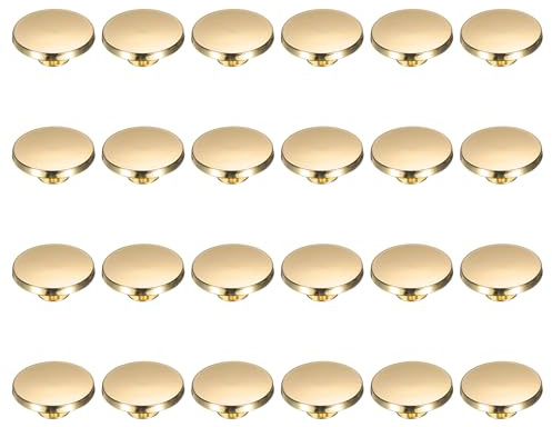sourcing map 24 Pcs Flat Head Button Stud 20mm Screw Back Rivets Stud Set Round Purse Feet Metal Studs Rivet Nailhead Buckle Button Rivet for DIY Leather Crafts Belt Strap, Gold