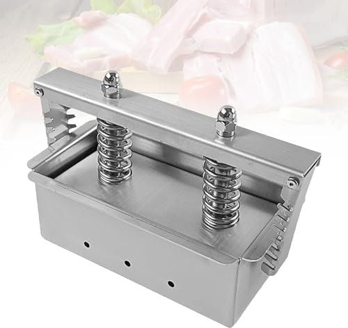 Ysislybin Pressa per Carne, Acciaio Inossidabile Stampo per Hamburger Pressa per Carne da Pranzo in Acciaio Inossidabile con Doppia Molla di Compressione Utensile per Pressatura Rettangolare, 1 kg