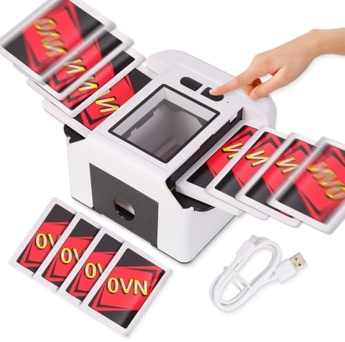 Lxjmcwio Automatic Card Shuffler 1-2 Decks, Low Noise Fast Shuffle, 2000 mAH USB-C Rechargeable Electric Card Shuffler, One-Press Auto Shuffling Machine for UNO Poker Blackjack Skip-Bo Phase 10