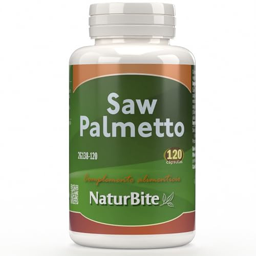 NaturBite Saw Palmetto 120 cápsulas, para cuidar tu piel y mantenerla en perfecto estado. Salud de la próstata para Hombres Mayores de 50 años.