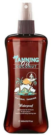 Dark Tanning Oil, Intensive Tanning Oil After Sun Lotion Moisturizing Body Oils with Coconut, Tanning Blend for a Natural Glow Tan Enhancer,Natural Skin Tone Reef Friendly for Face Body 8oz each (1)