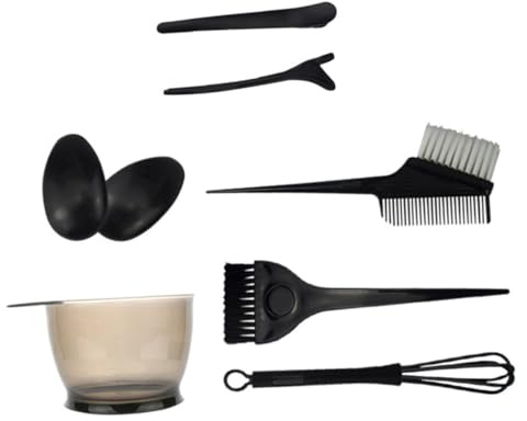 DECORNIJIA 8 pièces Kit de Teinture Cheveux Noir Pinceaux et Clips Solides pour Coloration Protège Oreilles Inclus Accessoires Pratiques pour Types de Cheveux