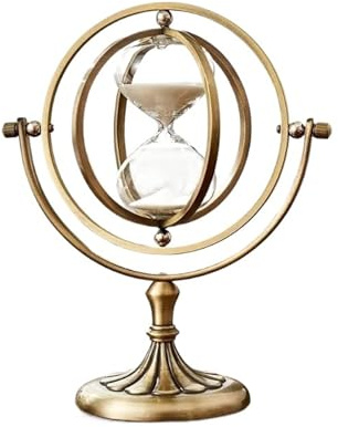 Clessidra a forma di globo, timer da 15/30/60 minuti, orologio a sabbia in ottone, clessidra vintage, decorazione tavolo, lusso for soggiorno e casa per Casa, Scrivania(19.5x26cm,30min)